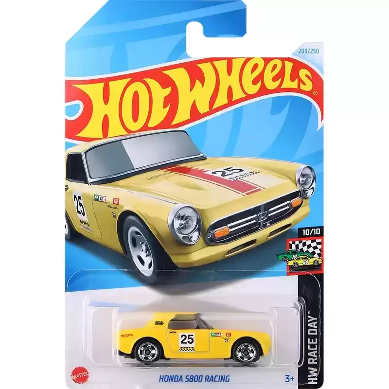 24P Original Hot Wheels Car Honda S800 Racing Boys Toys Scale 1/64 Diecast Vehicle Alloy Model Collection Juguetes Birthday Gift