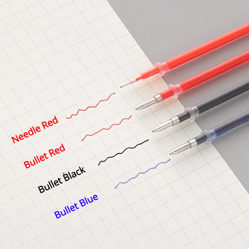 3+20Pcs/Set Ballpoint Pen Gel Black Blue Red Ink Refills Bullet Tip 0.5mm Journal Writing School Supplies Stationery