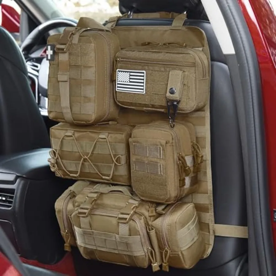 

Tactical Car Seat Back Organizer, 2025 Upgrade Tactical Vehicle Panel Organizer with 5 Detachable Molle Pouch for Car Truck For