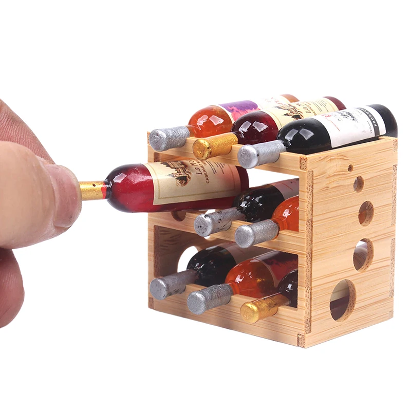 Casa de bonecas simulação em miniatura mini vinho tinto rack copo conjunto modelo móveis para casa decoração brinquedo casa boneca acessórios