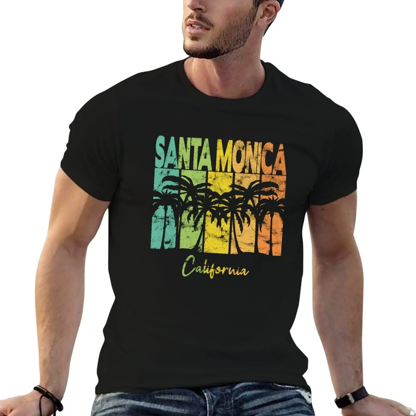 Vintage Santa Monica California T-Shirt Work Casual Loose Fit T-Shirt