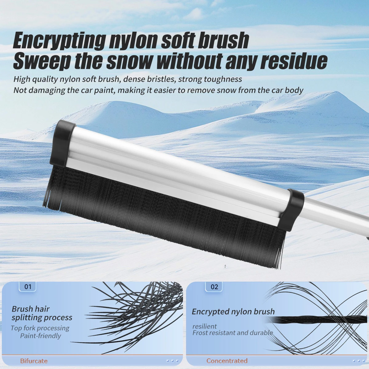 2 in 1 Car Ice Scraper and Snow Brush Car Scraper Snow Brush Window Cleaner Ergonomic Foam Grip for Car Truck SUV ATV SSV