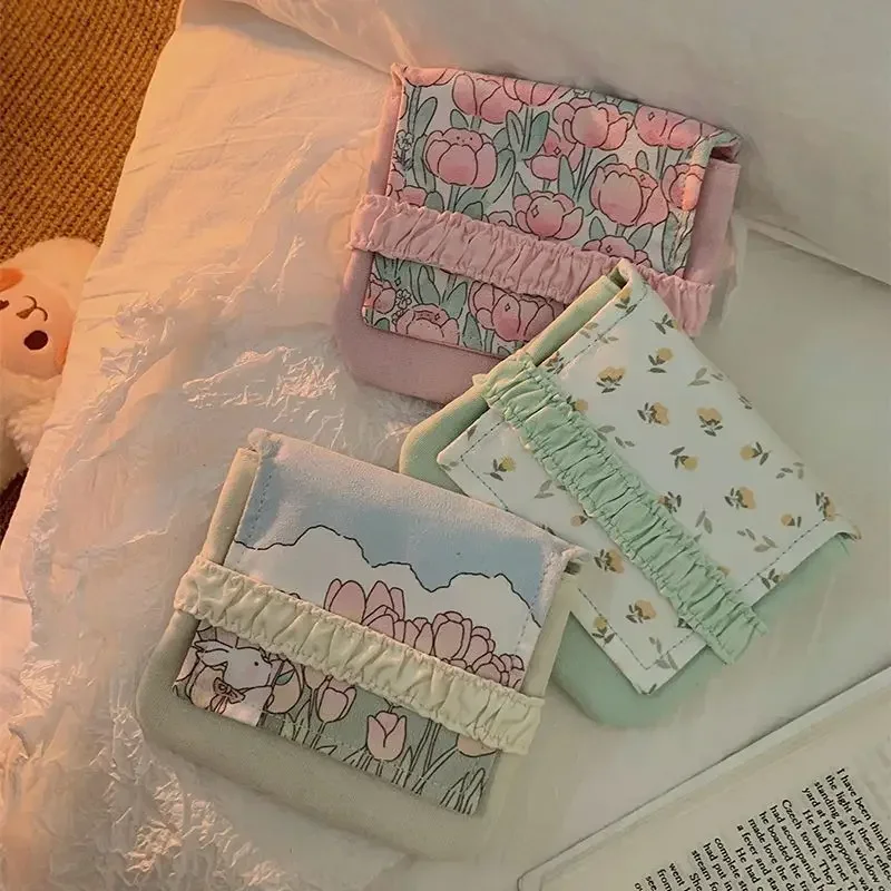 Ins korean Style Large Capacity Sanitary Napkin Pouch Women Student Travel Portable Menstrual Period Case Towel Storage Bag