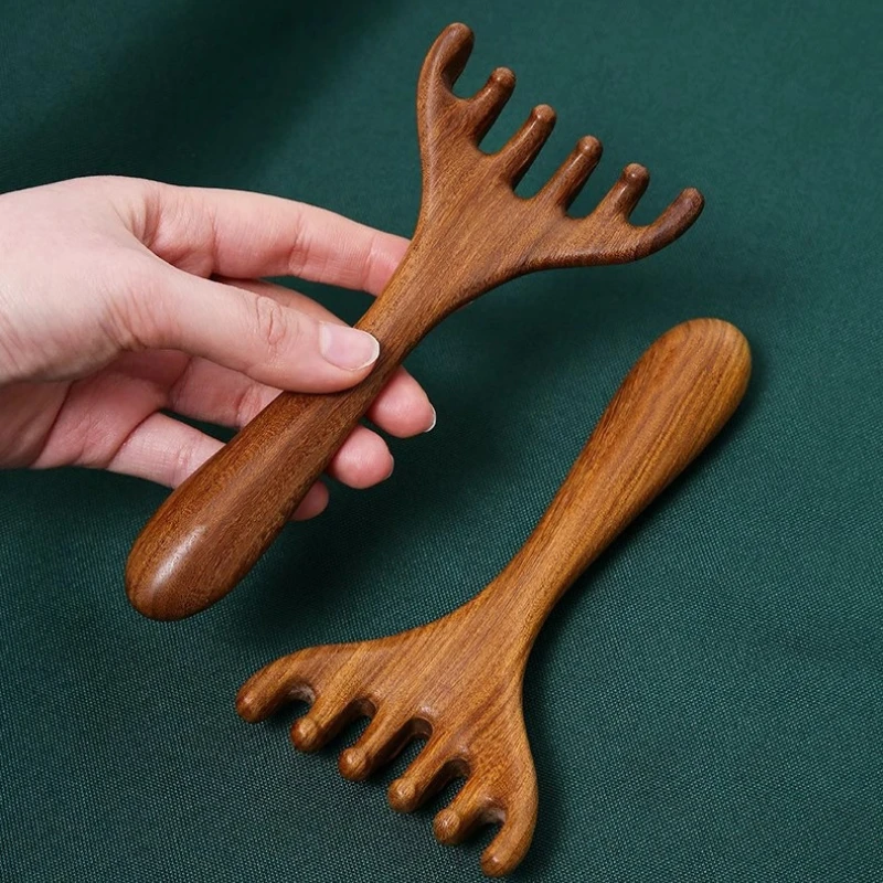 

Деревянная массажная расческа для меридианов, антистатическая, с 6 зубцами, для массажа головы, улучшает кровообращение, инструмент Гуаша для тела, массажная щетка для головы