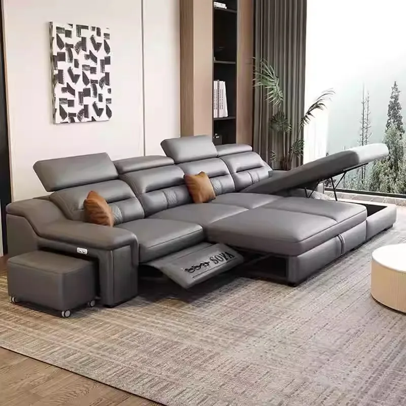 MANBAS Multifunctional Convertible Sofa Bed Electric Reclining Sectional Couch, Folding Sofa Cama With Power Recliner & Storage