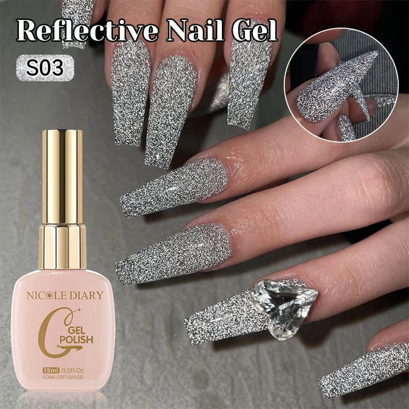 نيكول دياري 15 مللي الوردي عاكس جيل للأظافر البولندية هالوين بريق شبه دائم نقع قبالة الأشعة فوق البنفسجية هلام تأثير مسمار الفن مانيكير #3