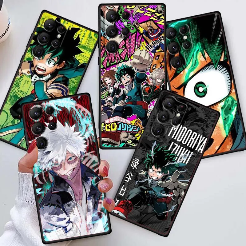 

Anime H-Hero A-Academias Phone Case For Samsung Galaxy S26 S25 S24 S23 S22 S21 S20 Ultra Plus FE 5G Black Soft