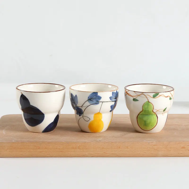 Handbemalte Kürbis-Teetasse aus Keramik, Master-Tasse, Unterglasur, hohe Ästhetik für chinesische Teezeremonie, Geschenk für den Heimgebrauch