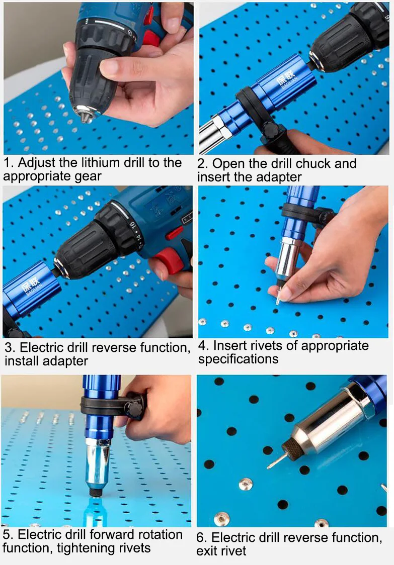 Adaptador de pistola de remaches para taladro eléctrico aplicable a 2,4-4,8mm, herramienta de remachado inalámbrica, accesorios de herramientas eléctricas de remachado