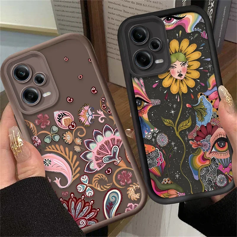 Strange Art Eye Flower Fan Case for Xiaomi Redmi Note 13 12 11 Pro Plus 4G 5G 10S 11S 9S 12S 10 9 Redmi 12C 14C 13C A3 12 Cover