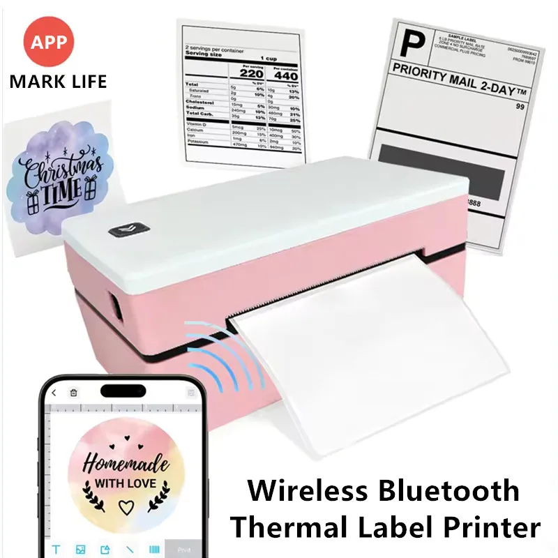 

Wireless Bluetooth 4x6 Thermal Shipping Label Printer Supports Android iPhone Windows Mac Widely Used on Amazon Ebay Shopify