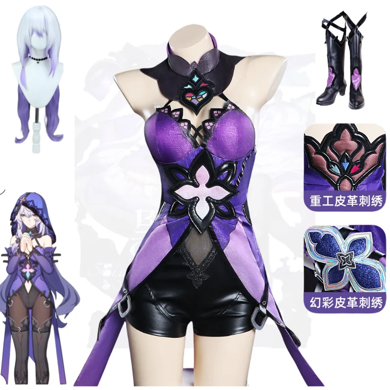 Honkai Star Rail Black FzCosplay Costume, Costume de batterie sexy, Robe, Perruque, Uniforme de carnaval, Anime Cos, Halloween Party Disfraz Mujer