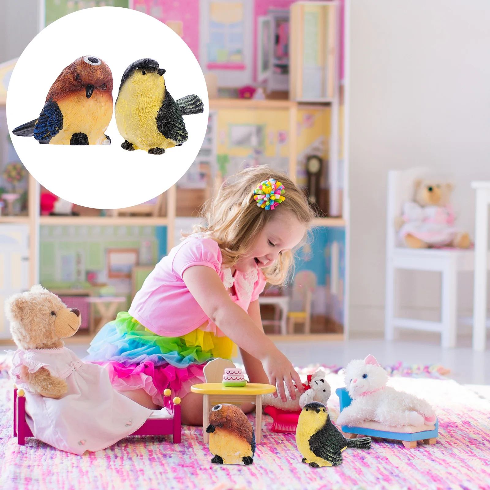 

2Pcs Bird Resin Micro Landscape Ornaments Bright Color Garden Decoration Desktop Craft Home Party Adornment Bird Decoration