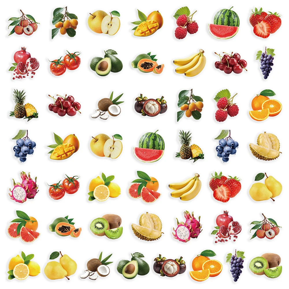 50pcs Fruit Stickers Blueberry Transparent PET Stickers DIY For Scrapbook, Journaling, Laptop, Bumper, Skateboard, Water Bottles