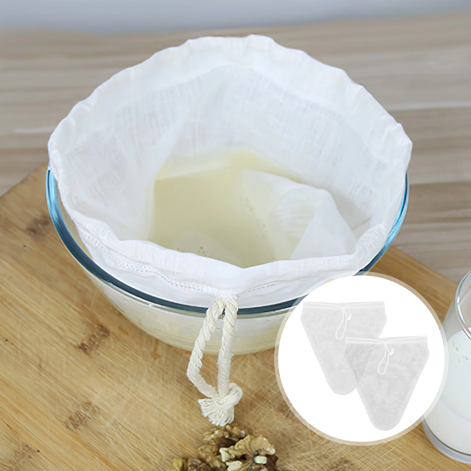 

2Pcs Nut Milk Filter Bags Nylon Mesh Reusable Strainer Bag Food Juice Brew Cheesecloth Filter Pouches Strainer Bag