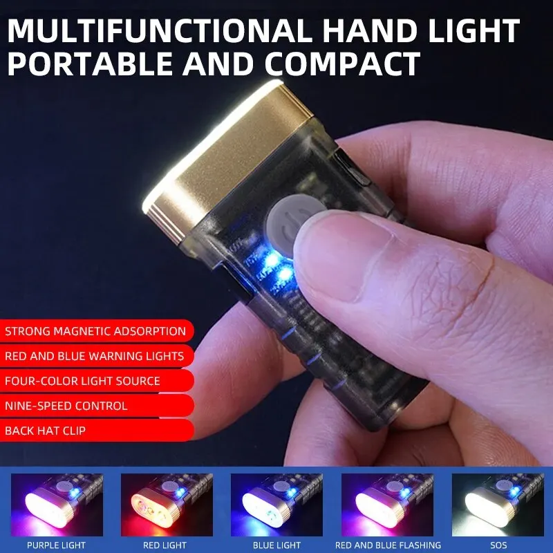 Flashlight Mini LED Flashlight Outdoor Tools Pocket Light Type C Charging For Hiking Fishing Emergency Lights Waterproof Light