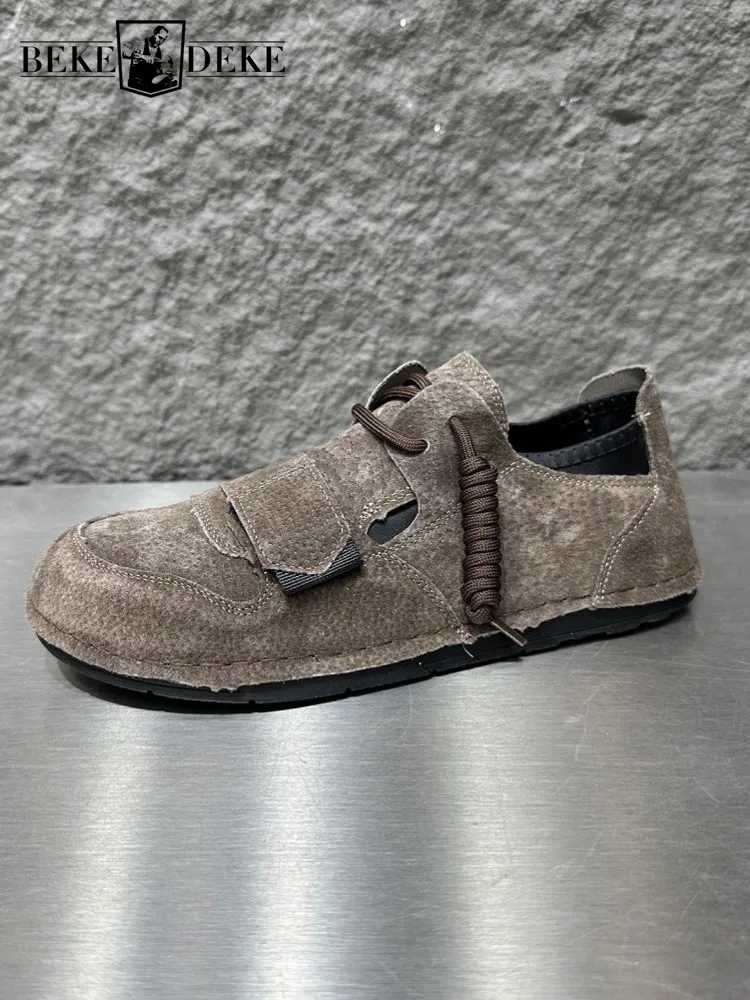 

Spring New Mens Comfortable Suede Leather Shoes Lace Up Low Cut Casual Footwear Solid Colors Round Toe Breathable Shoes Sneakers