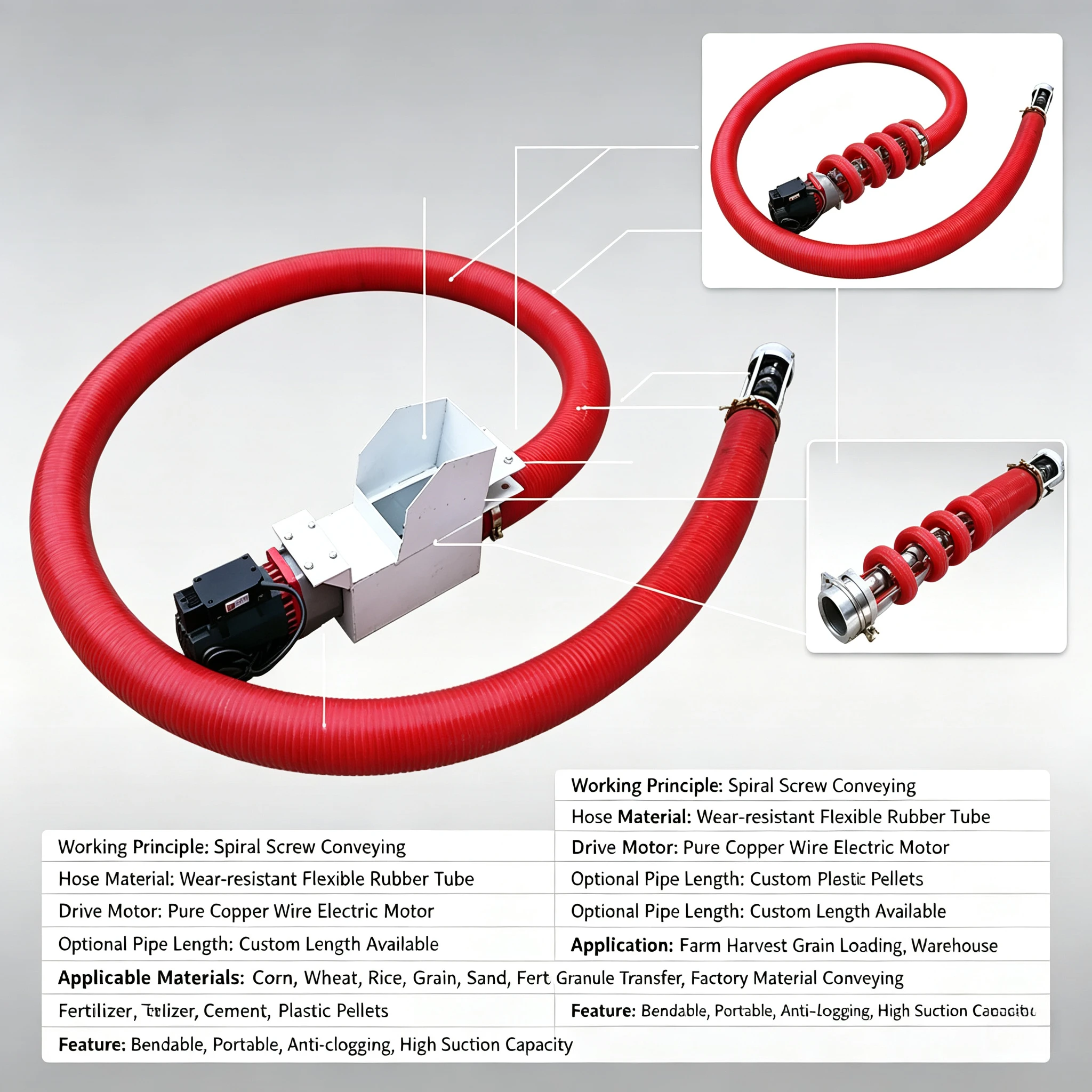 Small Household Grain Suction Machine Large Suction Hose Spiral Corn Wheat Pumping Feeding Machine