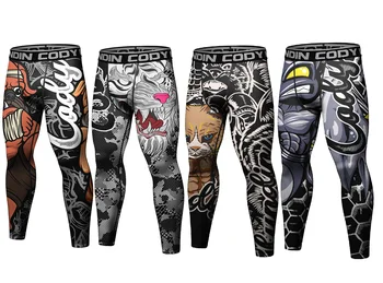 Cody Lundin Leggings de Compressão para Homens Basquete Ginásio Collants Treino Atlético Sweatpants Animal Print Grappling BJJ Spats