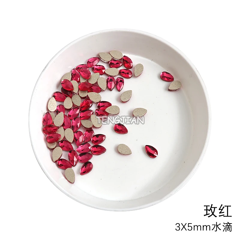 Cute 3x5MM Drop Flat Back Mini Nail Art Rhinestones 12Color Glass Crystals For DIY Manicure Decoration Diamond 100Pcs