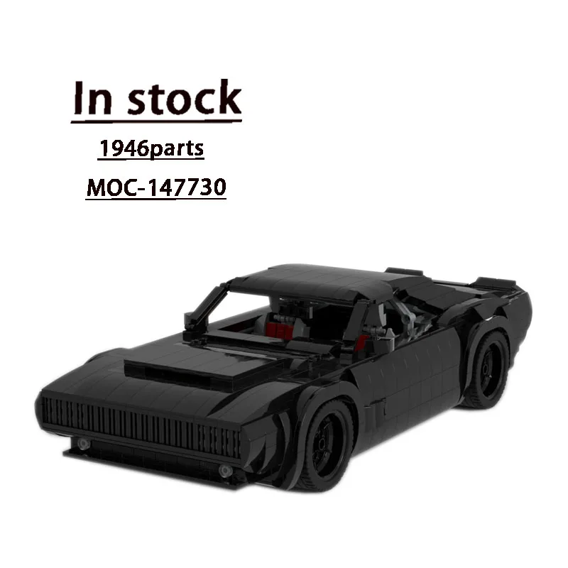MOC-147730 Black New Classic Sports Car Racing Building Blocks 1946 Parts Boy Kids Birthday DIY Building Blocks Toy Gifts