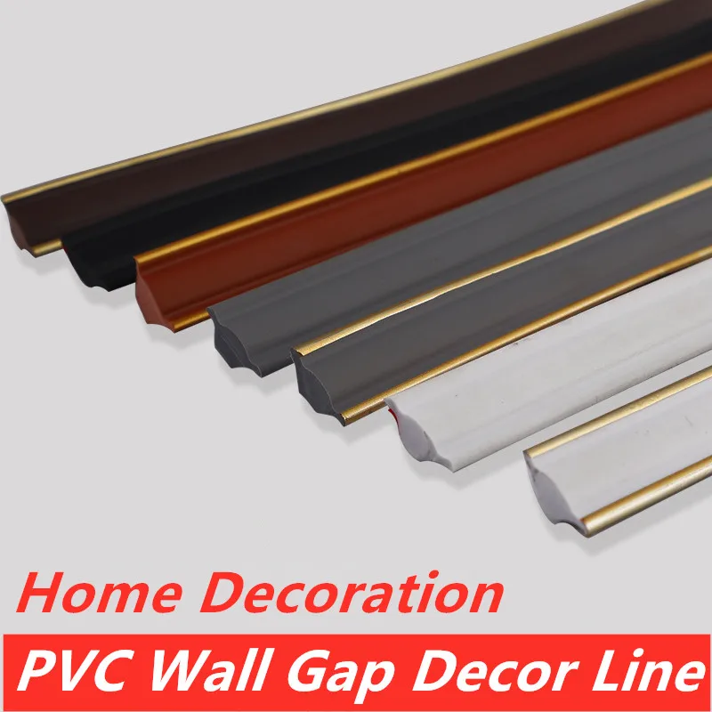 Home Decoration PVC Wall Interior Gap Decor Line Self-Adhesive Wall Trim Line Ceiling Baseboard Background Molding Line