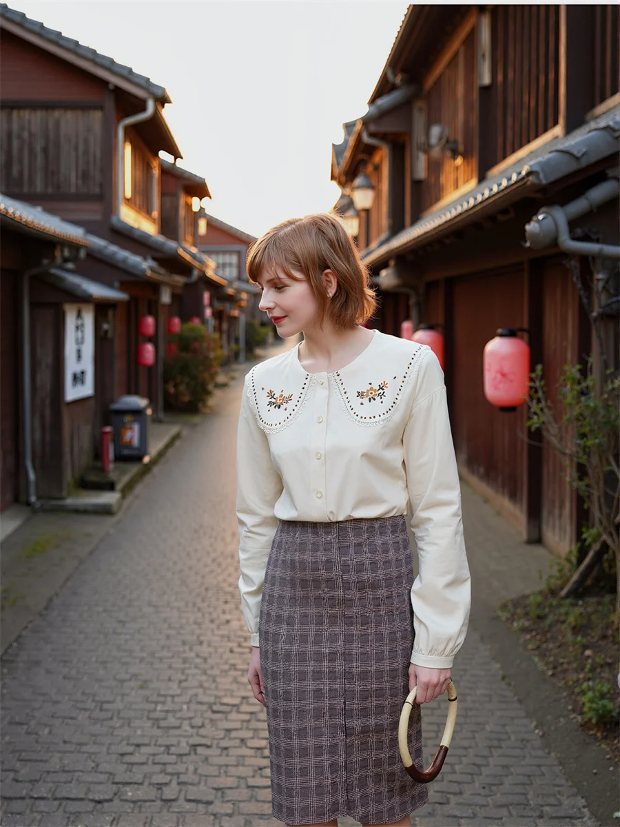 Women Shirts Single Breasted All Season Vintage Satin Feel Silky Texture High End Modal Fabric Button Front Elegant Lady Work