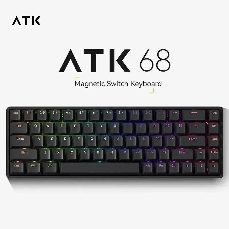 Atk Atk68 Magnetic Switch Keyboard Wired Mechanical Keyboard Hotswap E-Sports Gamer Accessory For Computer V Hub Man Gaming Gift