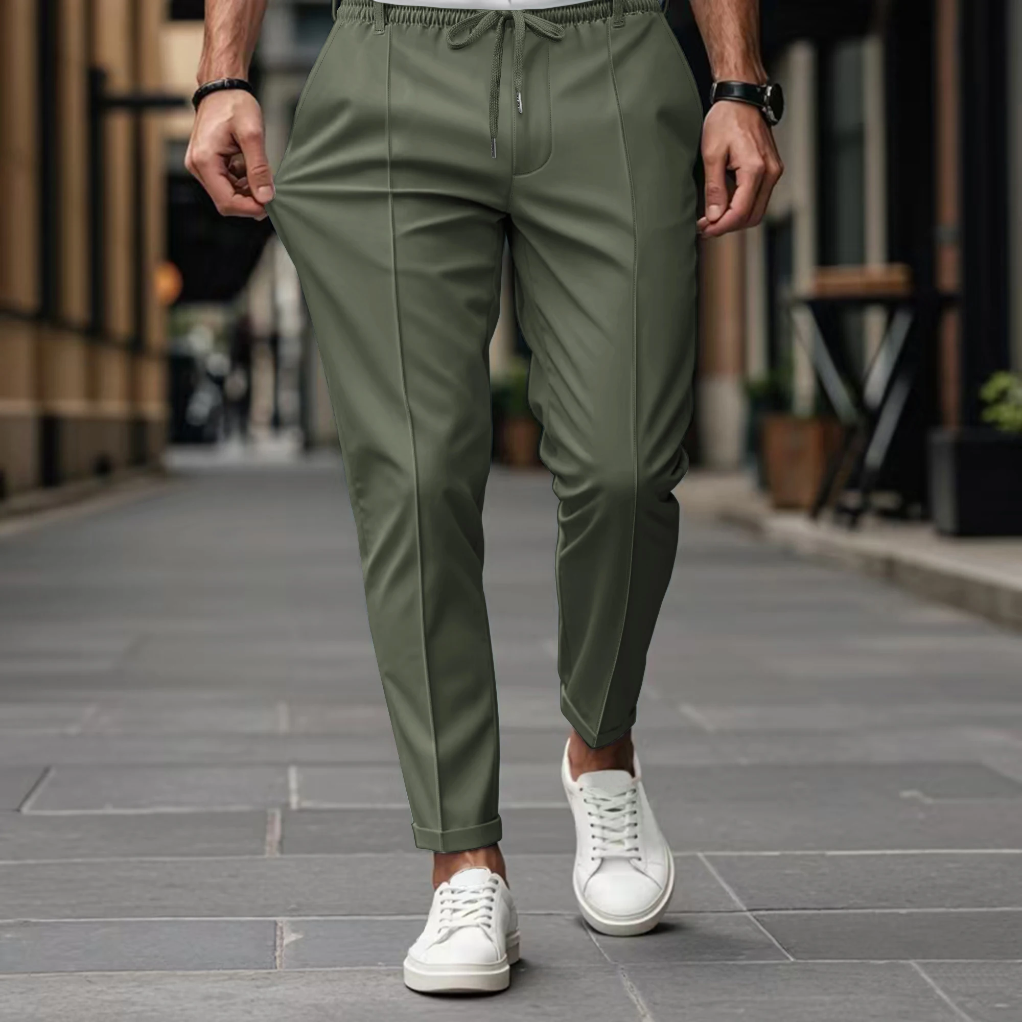 Men's Solid-Color High-Quality Straight-Leg Trousers The New Summer Style Is Fashionable And Comfortable Suitable For Daily Wear - Image 3