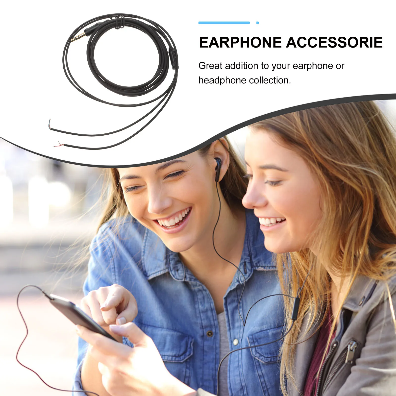 

Earphone Repair Cable Long Durable Premium Material Replacement Connector DIY Earbuds Wired Accessories Stretchy Headphone