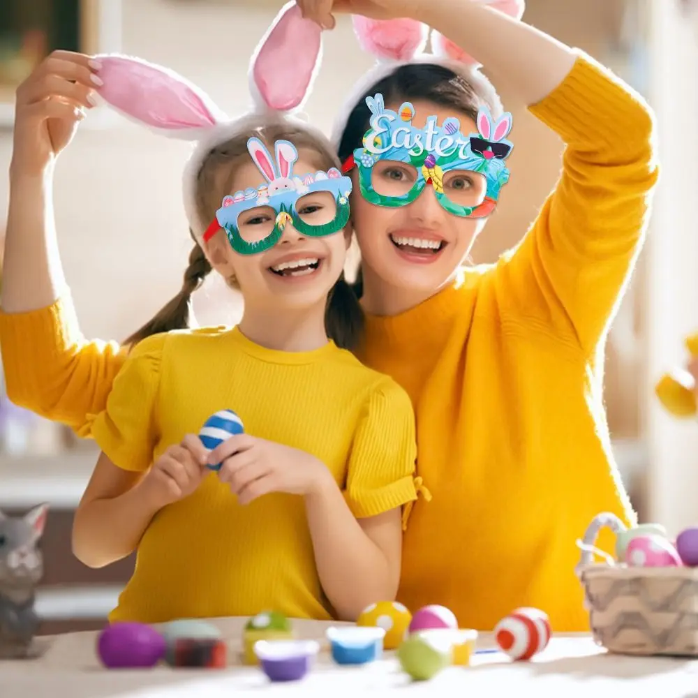 

Funny Easter Glasses Toy Creative Easter Rabbit Painted Eggshell Photo Prop Visible Radish Easter Egg Eyeglasses Children