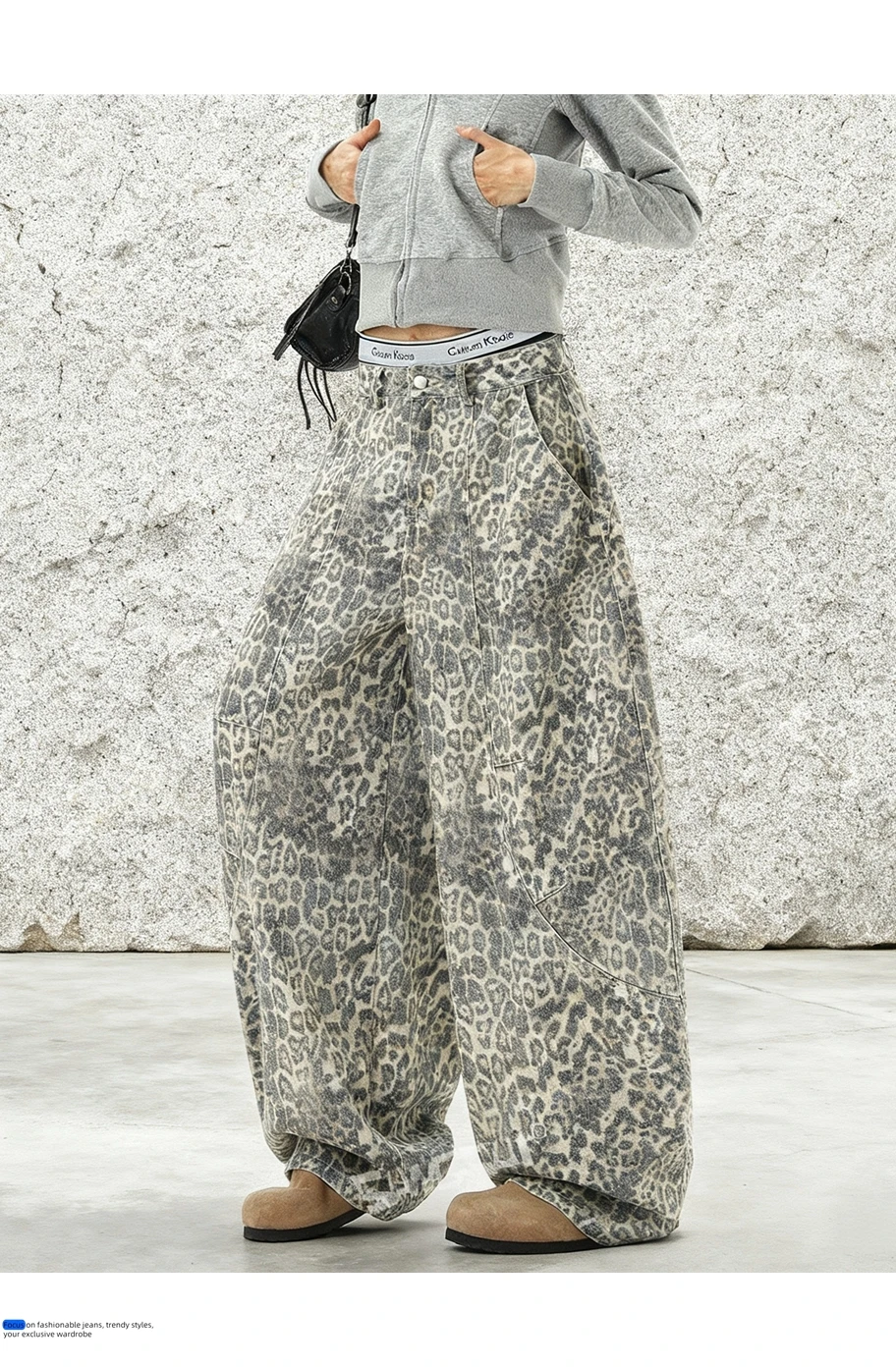 شيك الخريف الرجعية موضة ليوبارد فضفاض الجينز للرجال والنساء مستقيم عادية فضفاض سراويل جينز المتضخم السراويل السفينة حرة