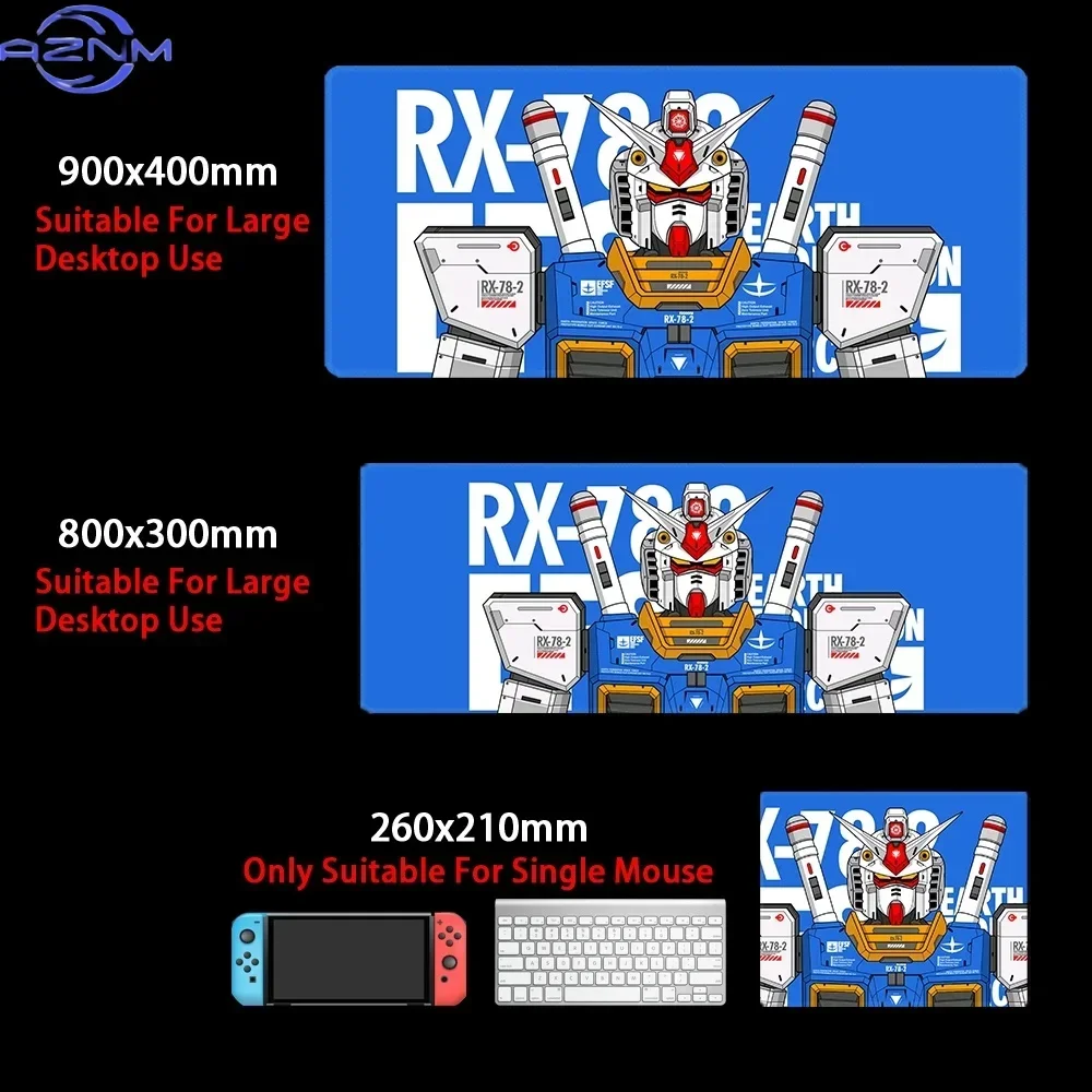 Anime RX-78-2 Mecha Robot Blue HD Print Mouse Pad, Rubber Anti-Slip Base, Smooth Washable Surface for Gaming and Office Desktop