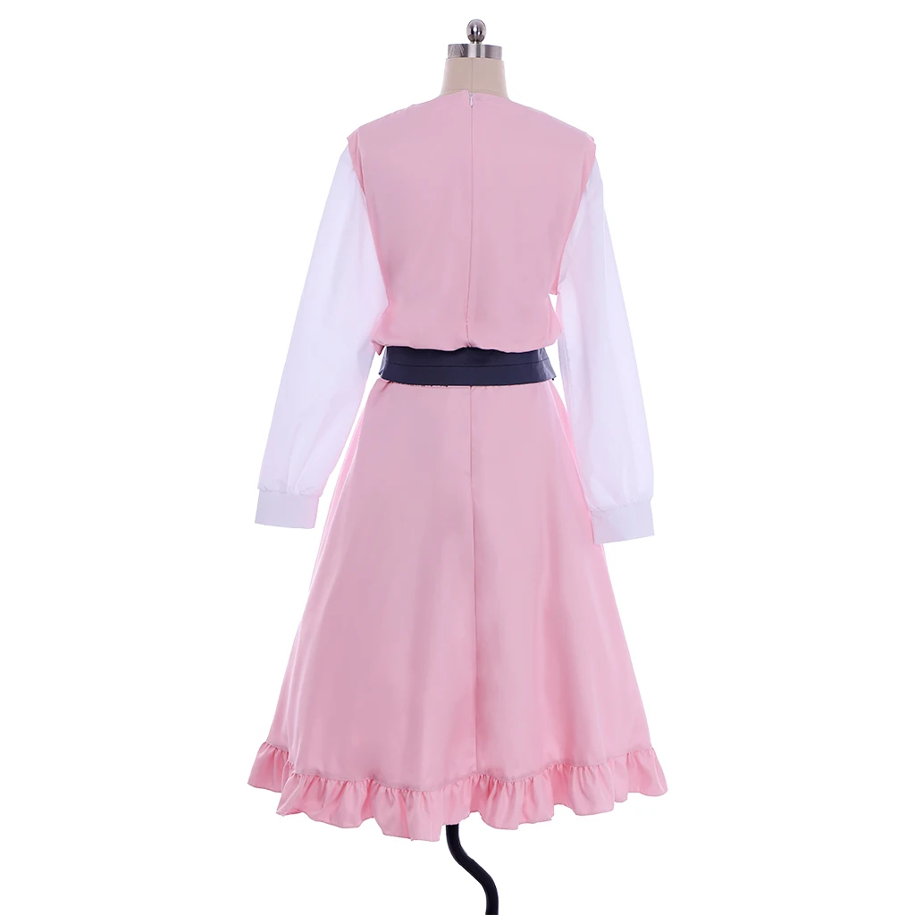 애니메이션 코무기 코스프레 코스튬 성인 여성 핑크 드레스, 상의 및 벨트 유니폼, 할로윈 카니발 파티 풀 슈트