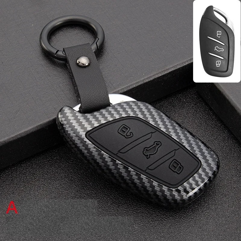 Carbon fiber ABS+Silicone Car Key Fob Shell Cover Case For MG MG6 ZS HS EV EZS EHS mg3 gs mg7 GT 2015 2016 2017 2018 2019 2020