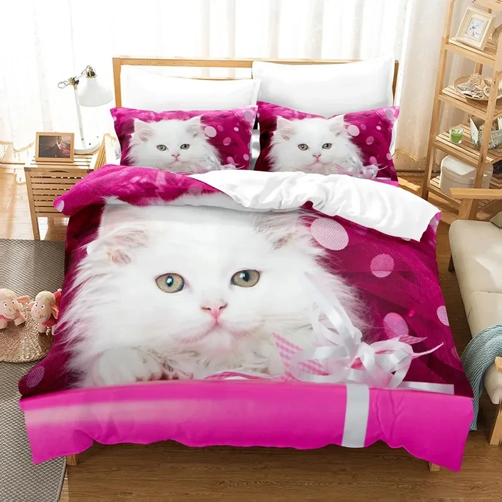 Pet Cat Bedding Set Single Twin Full Queen King Size Cute Cat Bed Set Aldult Kid Bedroom Duvetcover Sets 3D Print Boysgirls 041