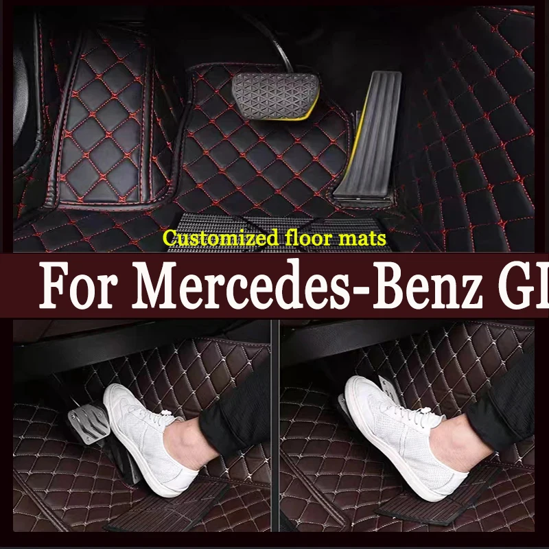

Leather Car Floor Mats For Mercedes-Benz GLE W167 2020 2021 2022 2023 2024 7seat Dirt-resistant Car Matt Carpets Car Accessories