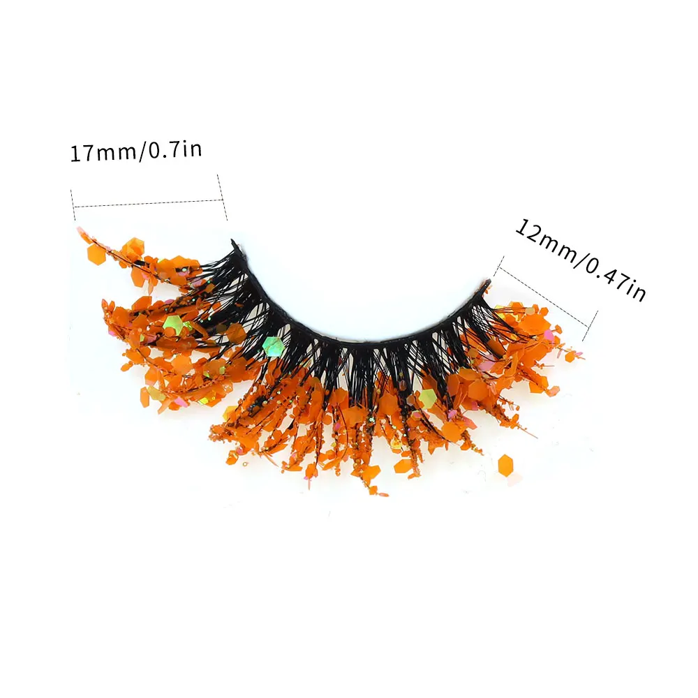 Unique Shining Colored Eyelashes Gold Pink Green Glitter Colorful False Eye Lashes Dramatic Halloween Party Rainbow Cilias