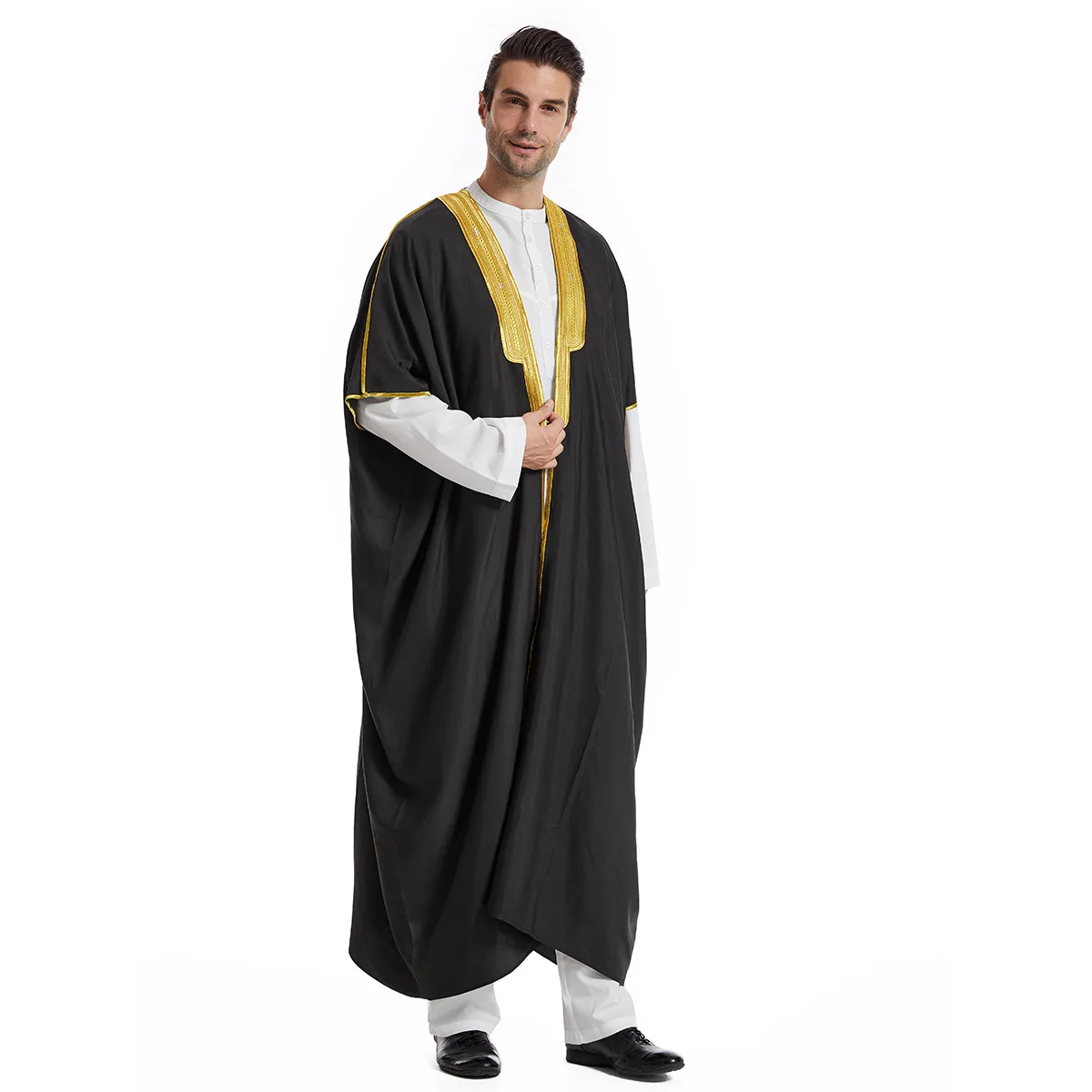 Islamic Clothing Men Robe Kaftan Muslim Man Moroccan Casual Long Dress Arabic Striped Robe Middle East National Cosplay Costume