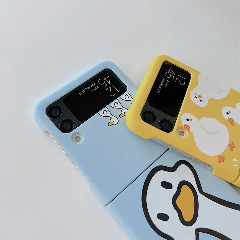For Samsung Galaxy ZFlip 7FE Cute Cartoon Duck Smile Pet Case For Samsung Galaxy Z Flip 7 6 5 4 Ultra Thin Shockproof Soft Cover