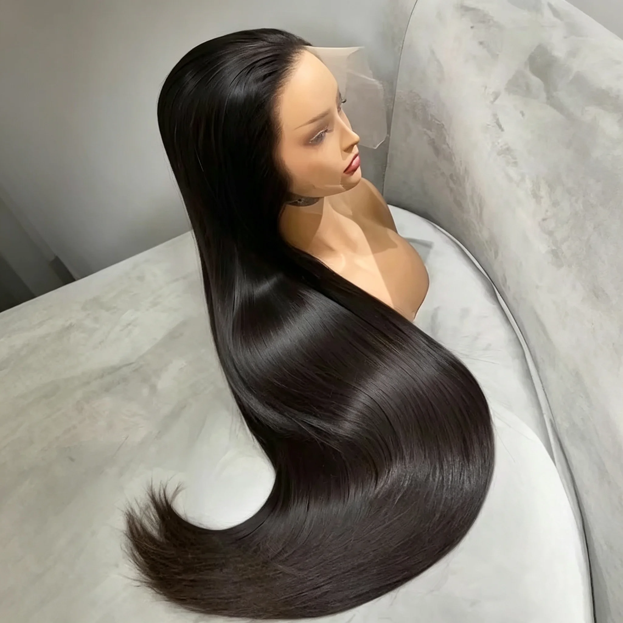 Straight Human Hair Lace Front Wig for Women Suitable for Skin Tones - Pre Plucked 13x6 HD Transparent Lace with Baby Hair, Looking Frontal Wig with Density, Suitable for African, Caucasian, Asian Hair Loss