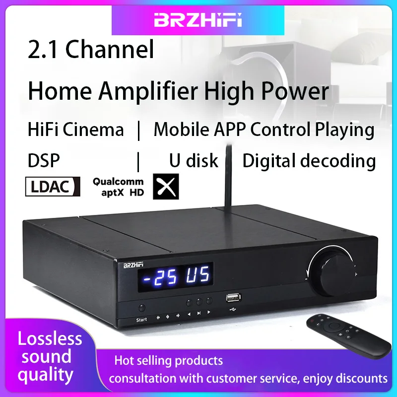 【 Hifi fever level, Bluetooth 5.1 】 TPA3255 600W new 2.1 channel high-power digital amplifier