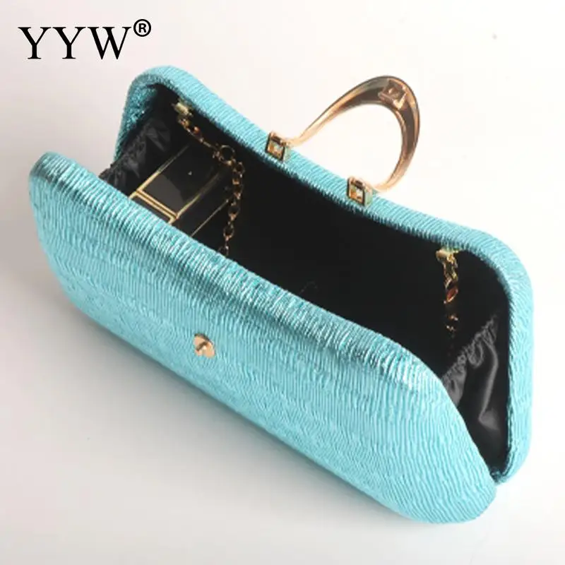 Pleated PU Leather Hard Evening Handbag Women Metal Clutch Wedding Bridal Party Messenger Purse Crossbody Shoulder Matte Bags