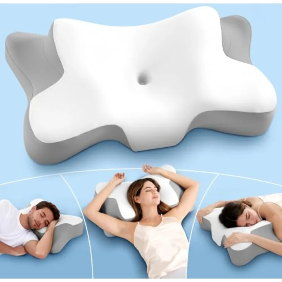 

Ergonomic Memory Foam Contour Pillow for Neck Pain Relief Cooling Breathable Cervical Pillow for Side Back Stomach Sleeping Whi