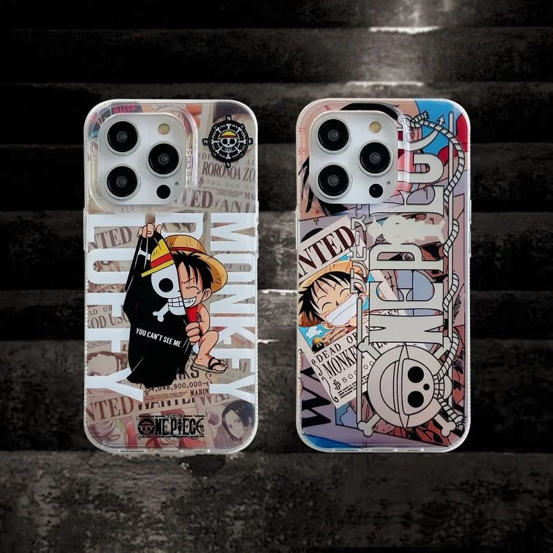 Hot Silver Luffy One Piece Cute Cartoon Anime Zoro Mobile Phone Case Kawaii Iphone15 Pro Max Mobile Phone Protective Case