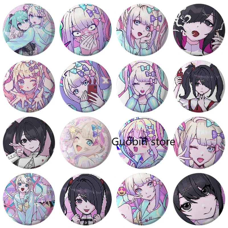Pin de botón de juego de sobredosis de chica necesitada de 58mm, broche de dibujos animados de personaje de Anime bonito, insignia para mochila, accesorios, decoración, colección de Fans