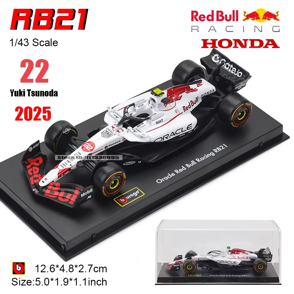 Bburago 1:43 F1 2025 Red Bull Racing RB21 Japan Station #1 Verstappen #22 Yuki Tsunoda Alloy Car Die Cast Model Toy Collectible