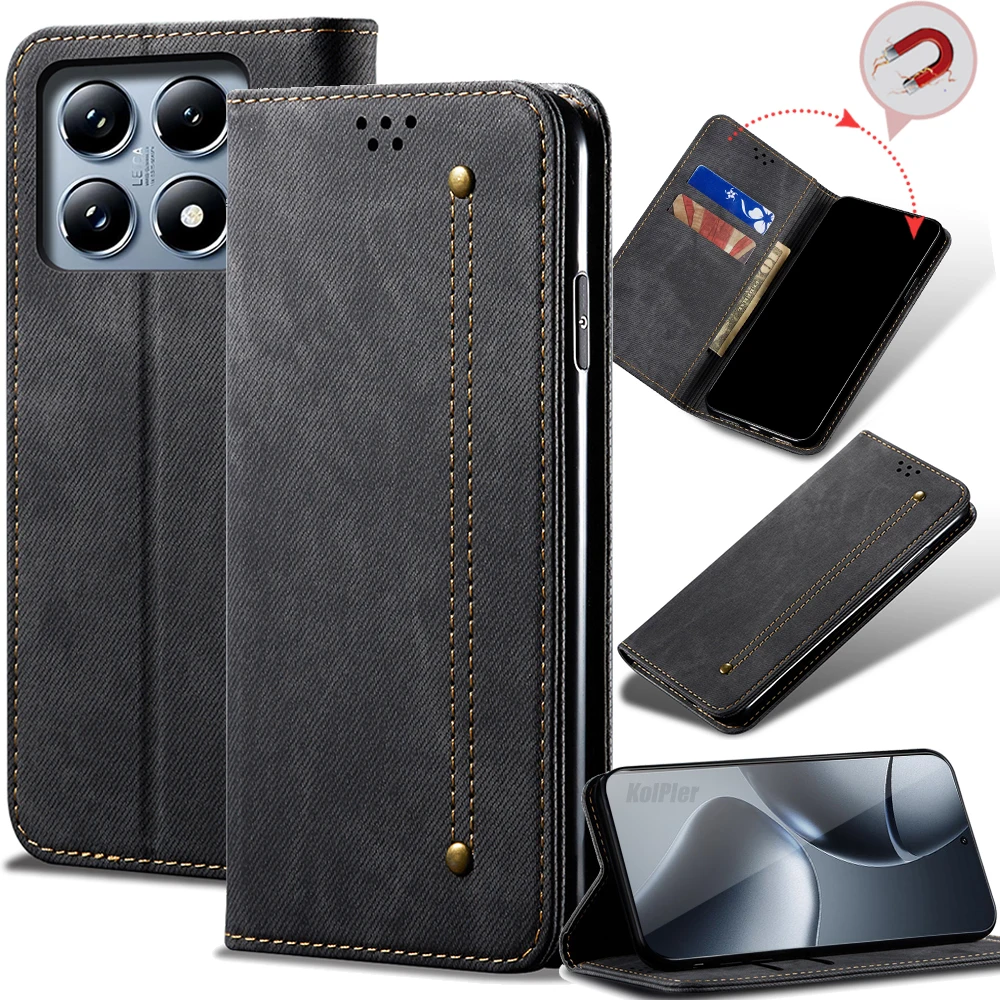 Business Retro Folding Flip Leather Case For Xiaomi MI 14T PRO / MI14T Card Slot Stand Magnetic Phone Cover Back Bag