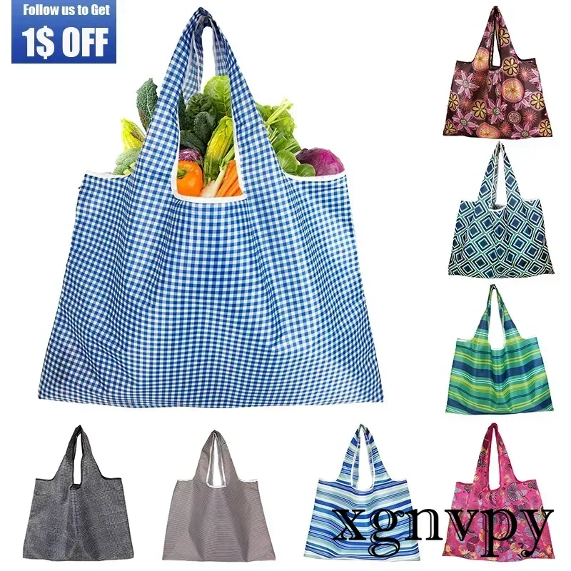 xgnvpy Large Shopping Storage Bags Reusable Grocery Package Beach Toy Bags Shoulder Pouch Foldable Travel Tote Bag image 6