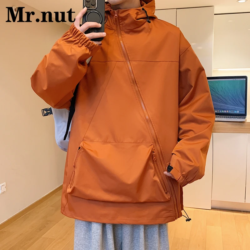 

Camping Hooded Jackets Spring Autumn Windbreak Tops Y2k Men's Clothing Casual Jacket Solid Color Outerwear Comfortable Clothes